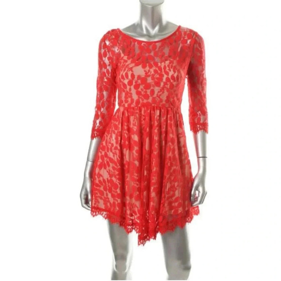 Free People Floral Mesh Lace Dress size 2 - Picture 3 of 16